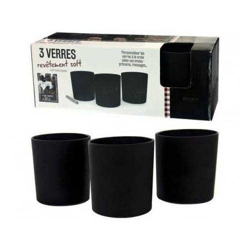 Lot de 3 verres soft noir personnalisables à la craie