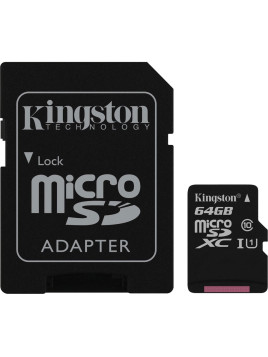 Carte micro SDHC 64GB + adaptateur Kingston CANVAS Select