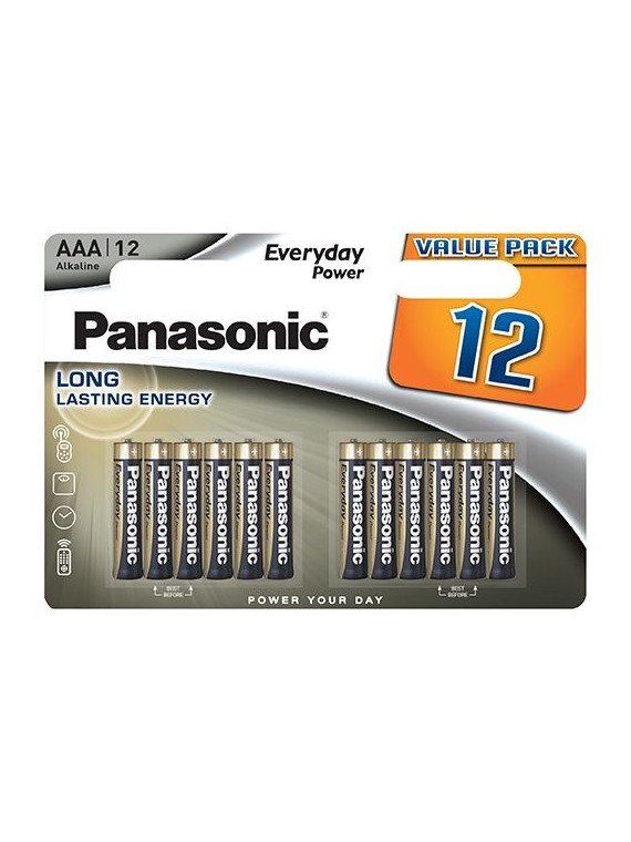 AAA - Blister 12 Piles alcaline Panasonic Everyday Power