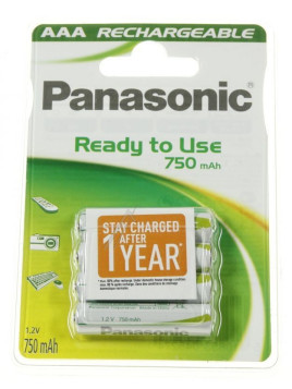 AAA - Blister 4 piles rechargeable 750mAh Panasonic