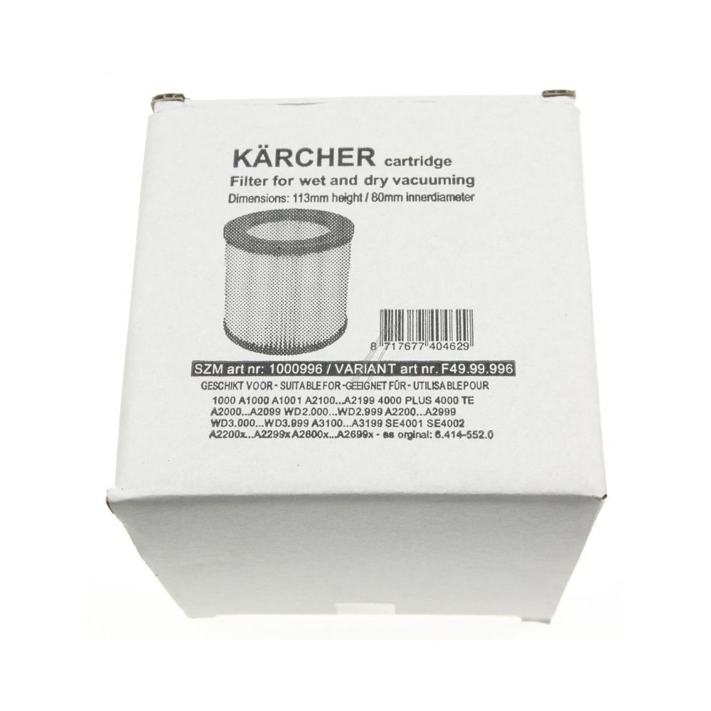 Filtre à cartouche KARCHER, pour aspirateurs WD2 et WD3/KWD